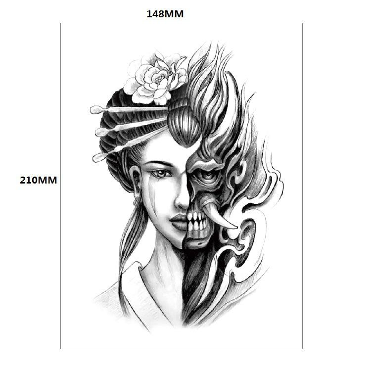 Традиционная красивая женщина персонаж слезы гейши цветная вода переводная цветочная рука анти-реальная татуировка наклейка татуировка