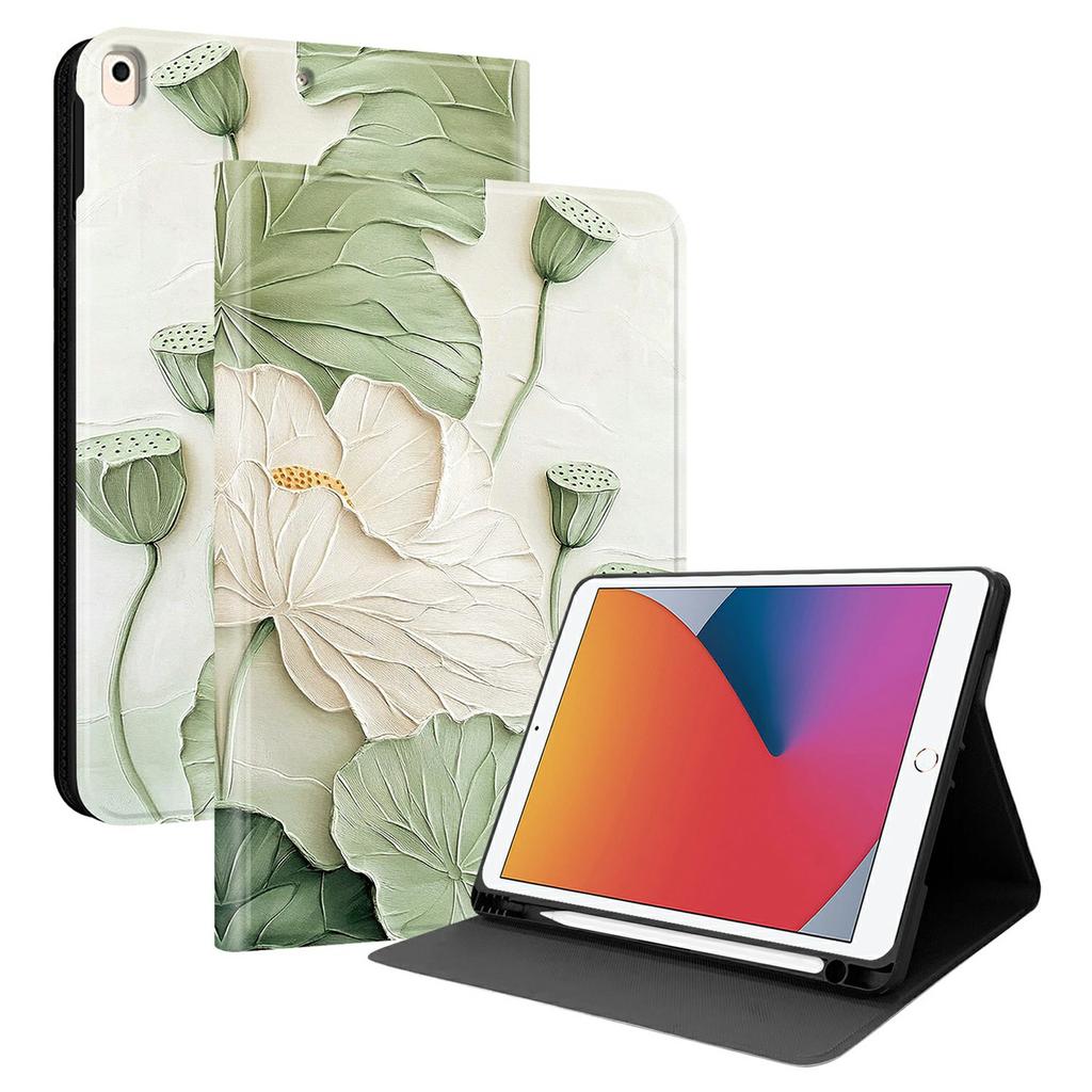 PU Leather Case For iPad 10.2 (2021) / (2019) / (2020) Pattern Print Tablet Cover Stand with Pen Slot (Stylus Not Included)