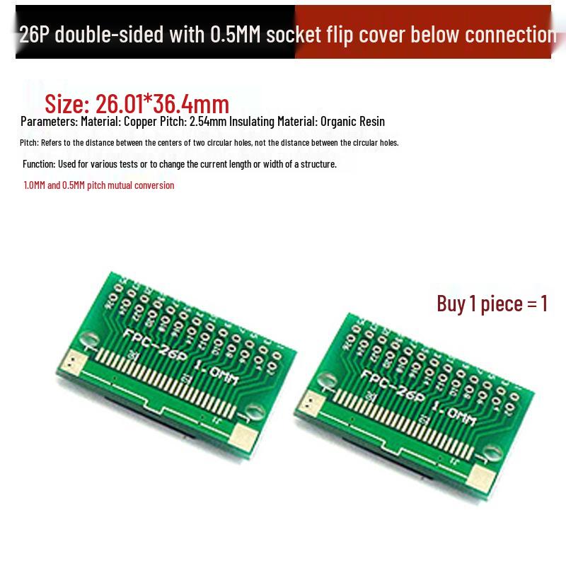 FPC Ribbon Cable Adapter Board 0.5/1.0MM to 2.54mm Socket with Bottom Connection Test