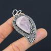 Mothers Day Deal Pear Natural Rose Quartz Handcrafted Wife Pendant 925 Silver