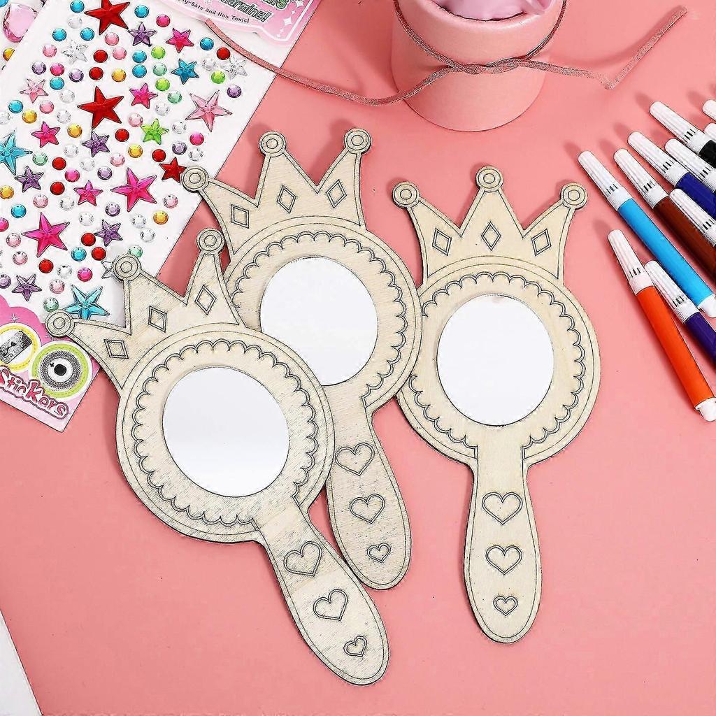 Wood Mirror Shaped Handheld Mirrors Unfinished Wood For Painting 19.50X8.50X0.20CM 1 Set
