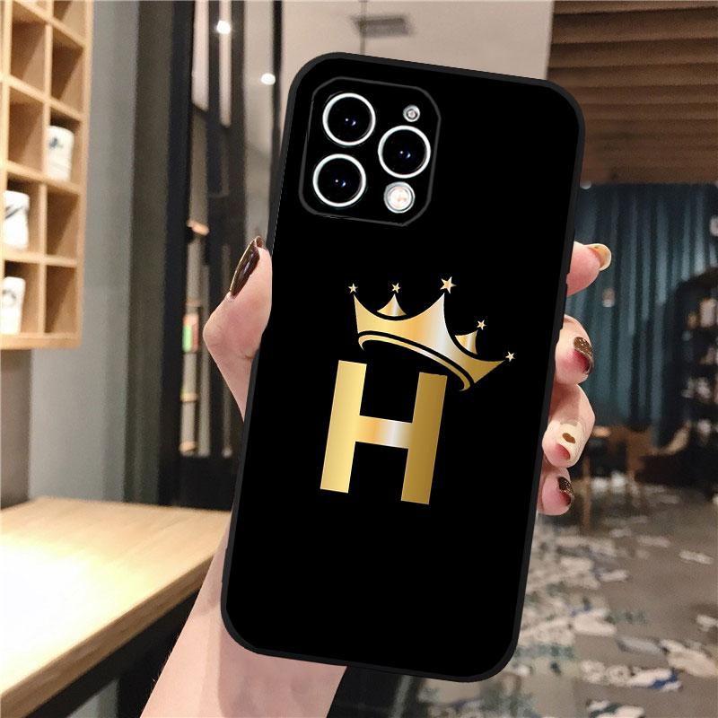 Чехол для телефона с золотой короной и буквами для iphone 15 14 Pro Max 13 12 11 Pro Max XSMax XR 12 13 mini 14 Plus Shell