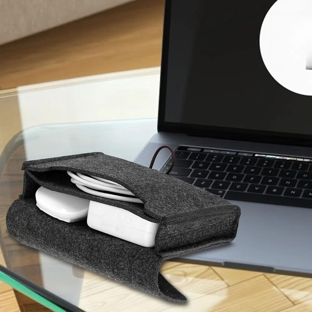 Portable Data Cable Storage Box Felt Organizer Box Durable Storage Bag Outdoor Travel