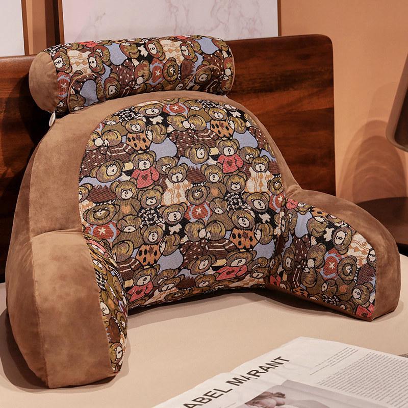 Большая жаккардовая прикроватная подушка с рисунком - всесезонная поддержка поясницы для кровати и офиса