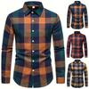 Мужская повседневная и модная клетчатая рубашка с длинным рукавом, воротником и пуговицами, с цифровой печатью