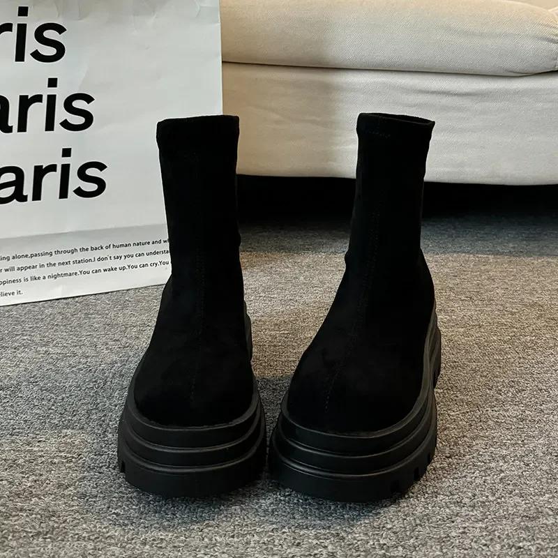 Винтажные зимние женские ботильоны модные короткие ботильоны на платформе с квадратным каблуком осенняя обувь женская Botas De Mujer