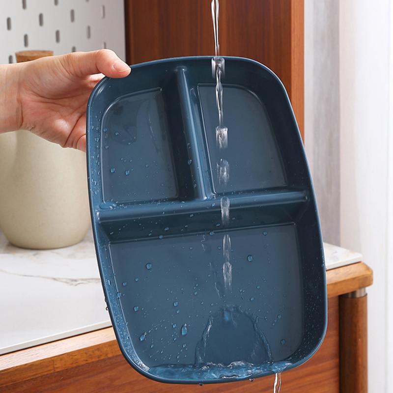 Divided Dish Diet Reusable Dinner Plate Kitchen Dinnerware Portion Plates For Adults 3 Compartments Microwave Safe
