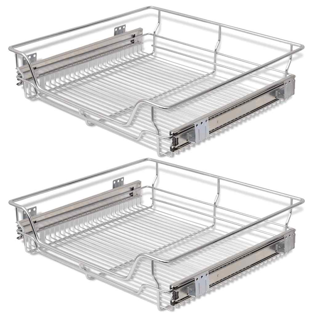 Built in Drawer Basket Slides 2 pcs Silver 600 mm