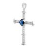 Серебряный крестик с сапфиром nano 1.095ct, фианитами (2206576)