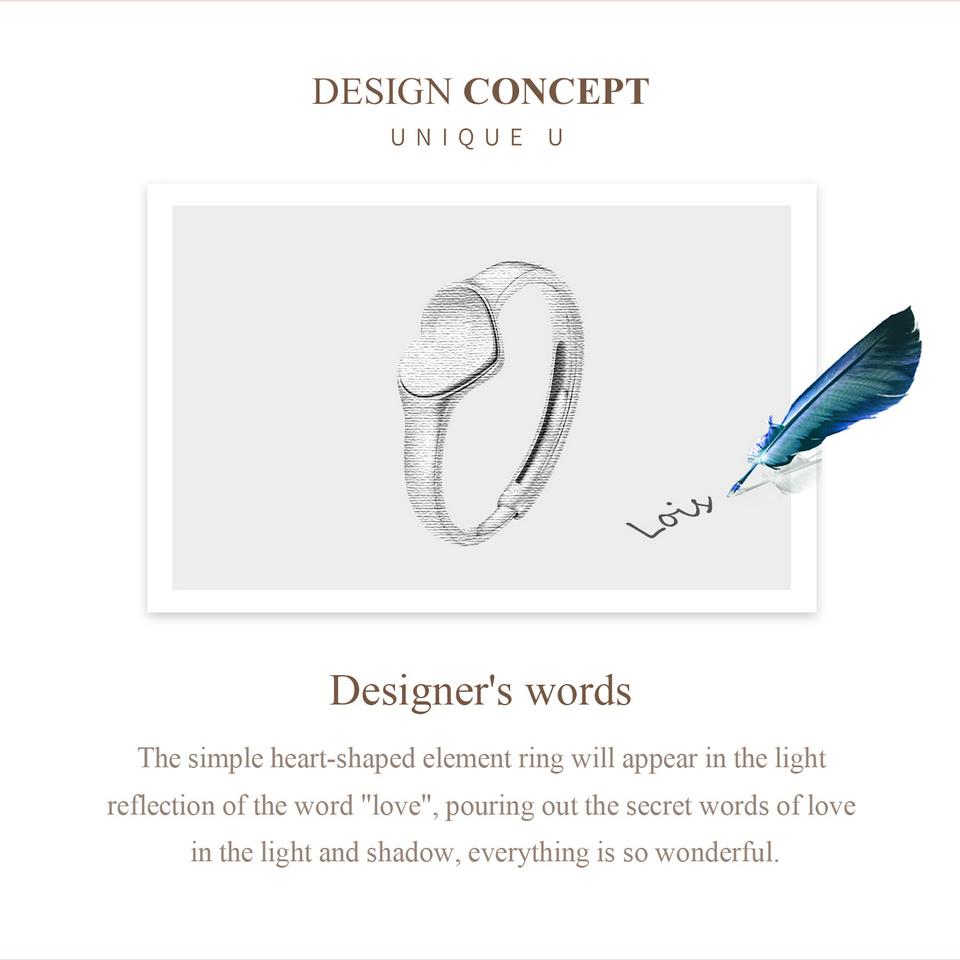 BAMOER, стерлинговое серебро 925 пробы, полированное кольцо «Свет и тень, любовь», регулируемое кольцо с отверстием в форме сердца для женщин, подарок на день Святого Валентина