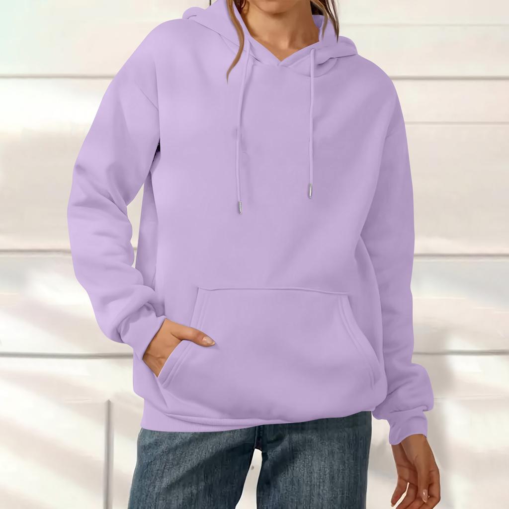 Women's Fashion Solid Color Casual Long Sleeve Hoodie