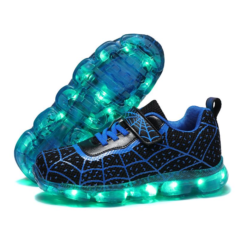 Best-Selling Children's LED Light-Up Shoes – USB Rechargeable Spider Design Sports Sneakers for Boys and Girls