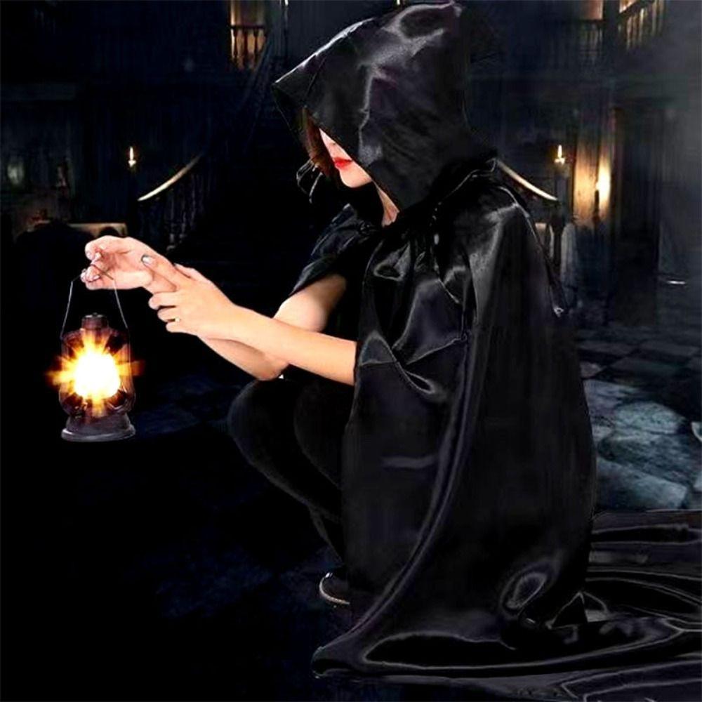 Mopping Halloween Cloak Solid Color Costume Cosplay Cape Reusable Witch's Cloak  Kid
