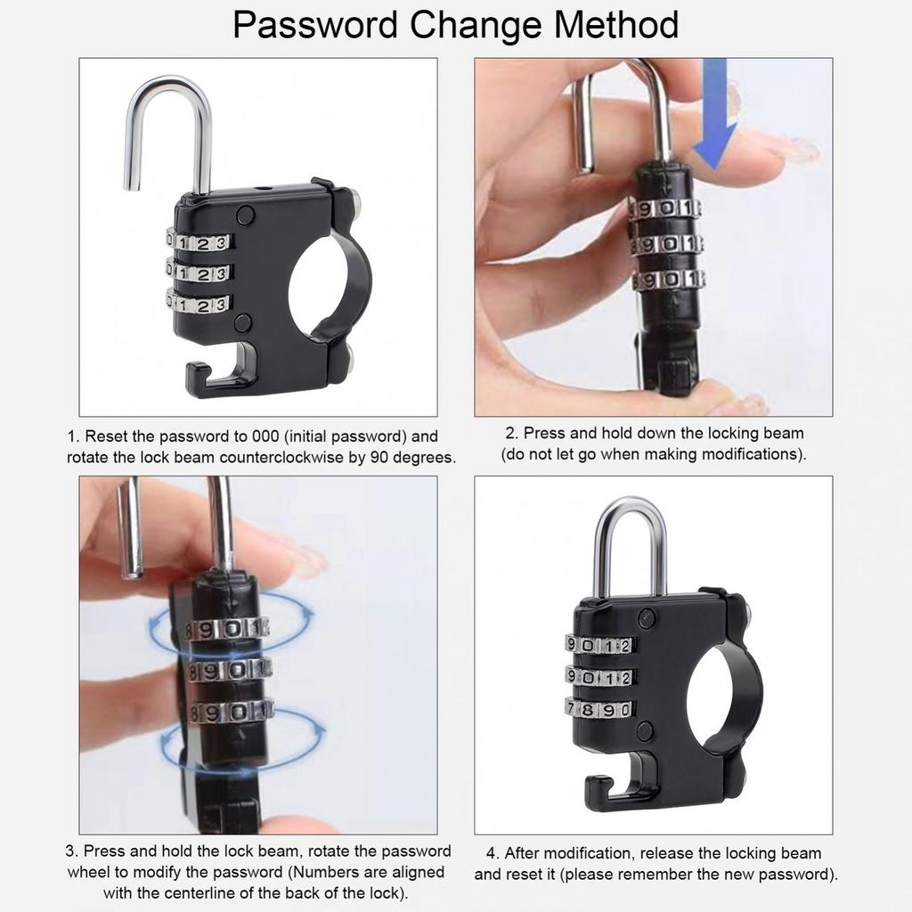 Anti Theft Helmet Combination Lock Aluminum Alloy Universal Motorcycle ATV Scooter No Key Needed