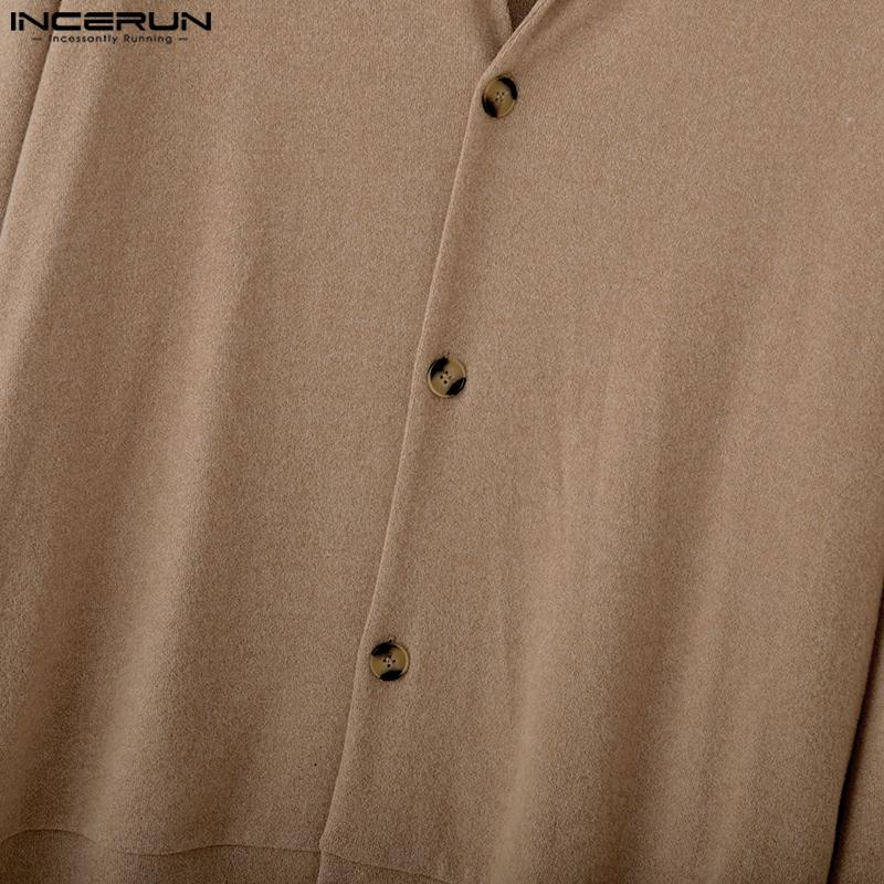 INCERUN Men's Lapel Neck Long Sleeve Buttons Knitted Casual Cardigan Tops