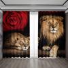 2 шт. Шторы для украшения дома, фон с изображением льва и тигра, с карманами на карнизе, кухня, кофейня, гостиная, балкон