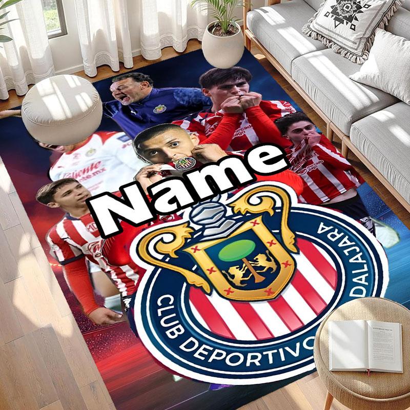 Custom Name Personalized Club Deportivo Guadalajara Print Carpet, Versatile Home Decor Rug, for Playroom, Apartment, Balcony, Entryway, Hallway Gift