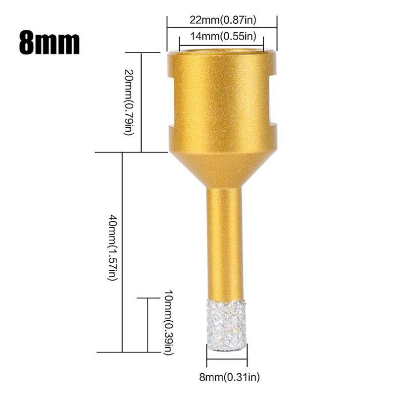 Резьбовое паяное алмазное сверло для бурения отверстий, сверло для угловой шлифовальной машины M14 для керамической плитки, мрамора, гранита, кирпича 6-65 мм