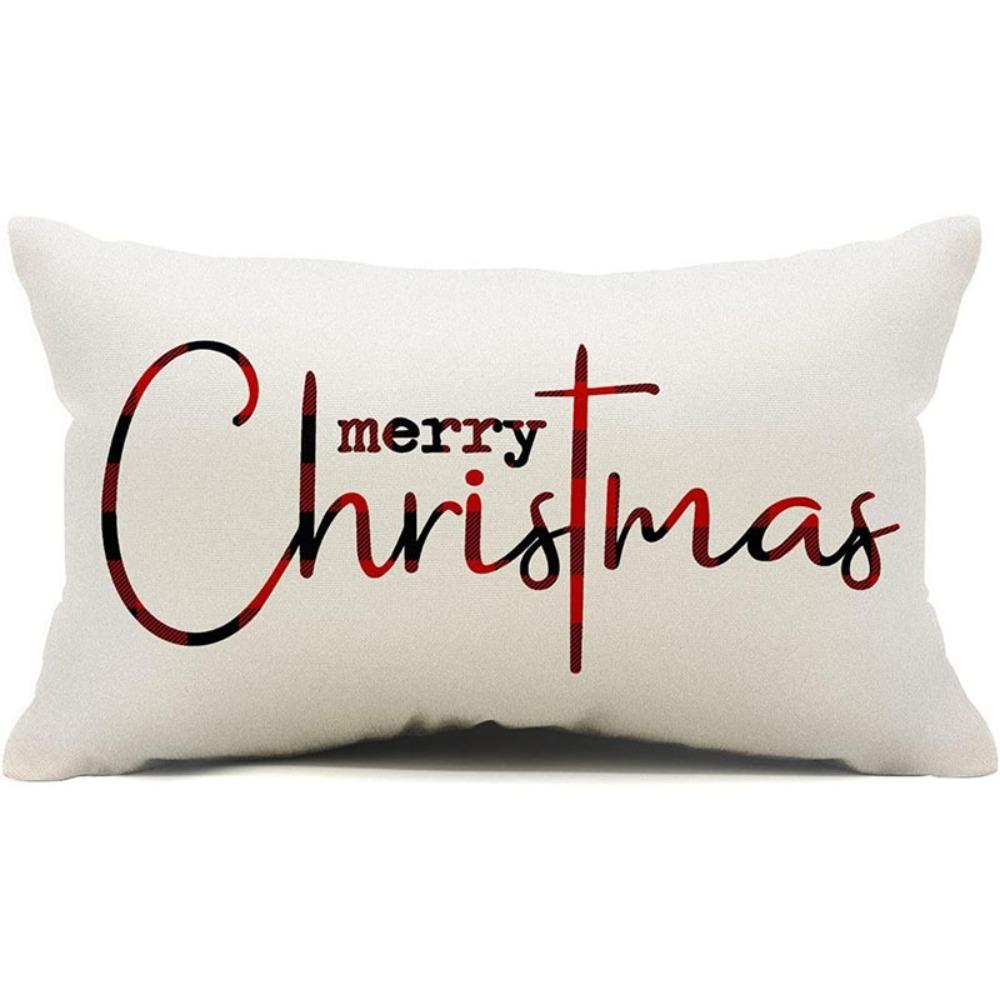 Rectangle Christmas Pillow Cover Linen Cloth Decorative Pillow Cover Christmas Decor