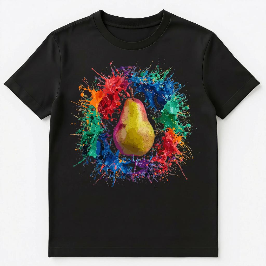 Colorful Paint Splash Pear Art Graphic Unisex T-Shirt