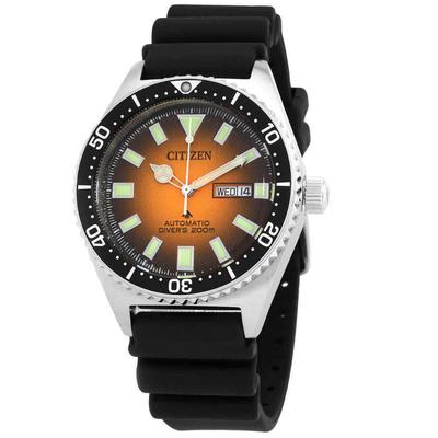 Автоматические мужские часы Promaster Marine с каучуковым ремешком и оранжевым циферблатом для дайверов NY0120-01Z 200M