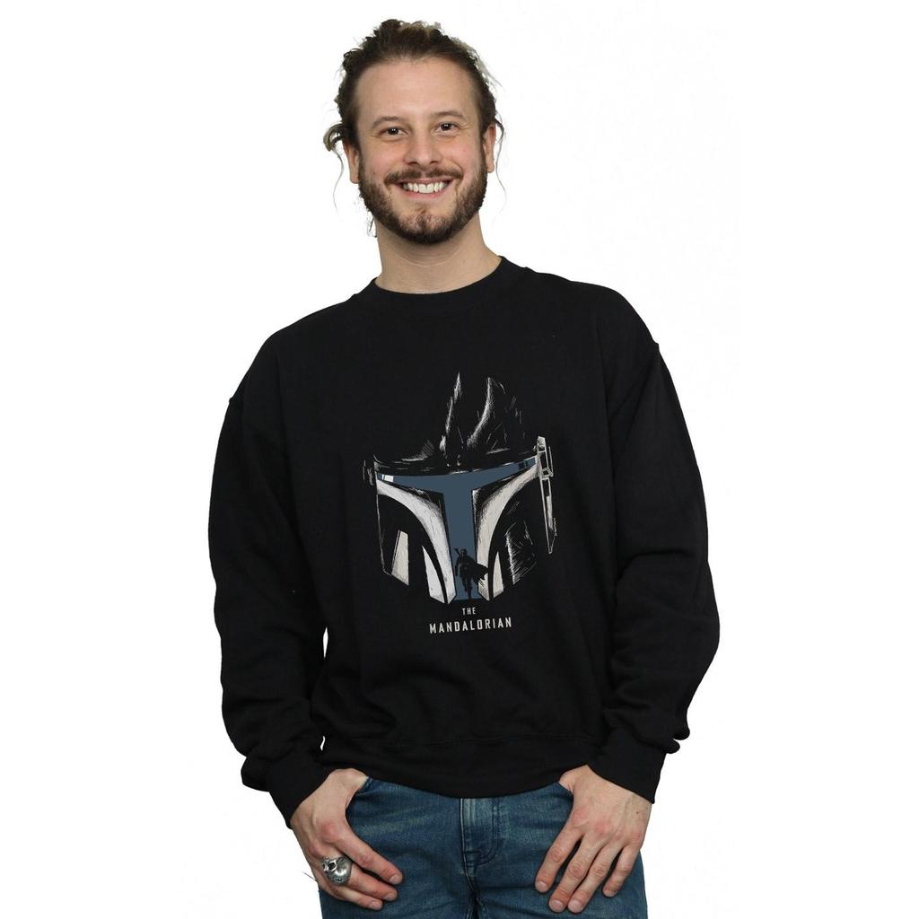 Star Wars Mens The Mandalorian Helmet Silhouette Sweatshirt