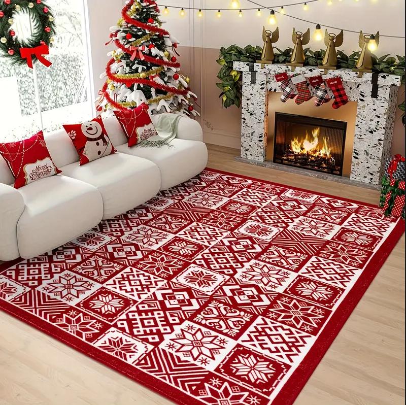 Рождественский красный ковер с рисунком грузовика Санта-Клауса, коврик для двери, коврик для двери, ковер для гостиной, рождественское украшение, декор для комнаты, дома