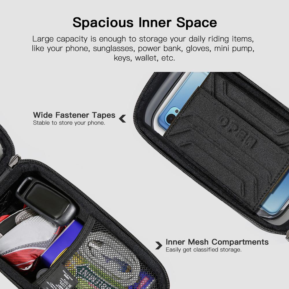 Bike Phone Bag Waterproof Top Tube Bag Bicycle Touchscreen Phone Mount Bag Cycling Frame Bag Fits