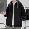 Men's Spring and Autumn Zip Hoodie Solid Color Sports Jacket Plus Large Size Men's Cardigan
