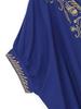 EDOLYNSA Элегантный вышитый плюс размер с рукавами «летучая мышь», темно-синий кафтан 2024, женская летняя пляжная одежда, купальник, накидки, винтажное платье-халат Q1598