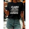 Женская эстетичная футболка CLARO QUE HABLO CONMIGO MISMO Испанская надпись Летняя повседневная футболка с коротким рукавом