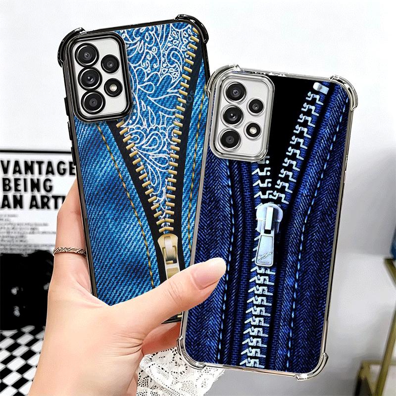 Retro Zipper Jeans Pattern Soft Phone Case For Samsung A17 A27 A07 A37 A57 A16 A56 A15 A55 A14 A54 A13 A53 A26 A36 A25 A35 A24 A