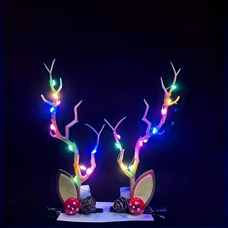1 ПАРА Рождественская заколка для волос в виде лося, меняющая цвет, с регулируемыми тремя режимами освещения, костюм для переодевания, сценическое шоу, рождественский подарок