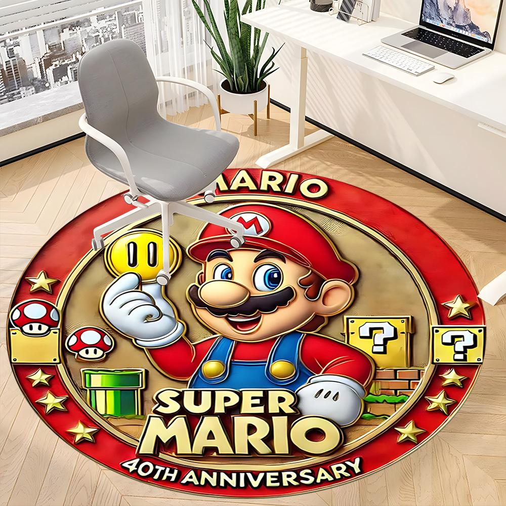 1pc Mario Office Round Area Rug, Under Office Chairs Bedroom Living Room Home Decor, Room Decoa1016194
