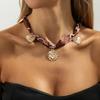 Vintage I Maillard Knotted Silk Scarf Necklace, High-End Metal Love Pendant, Collarbone Necklace For Women