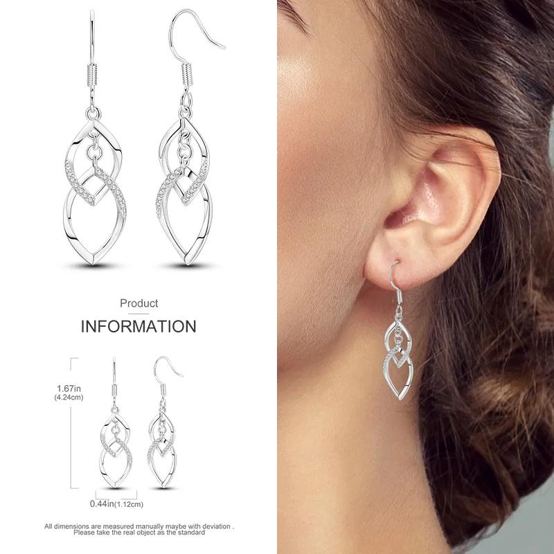 2024 New Earring for Women 925 Silver Sparkling Star Butterfly Heart Tassels Feather Hoop Earrings Engagement Wedding Jewelry