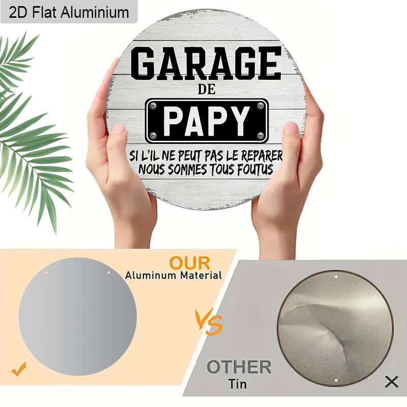 2D Flat Aluminum Garage Sign Metal Wall Decor Accessories for Home, Lover Gifts for Dad, Vintage Style Grandpa Home Decor, Father's Day Gift for