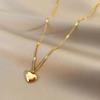 Simple Love Pendant Clavicle Chain Necklace Trendy Gold Stainless Steel Choker for Women Fashion Personalized Jewelry Gift