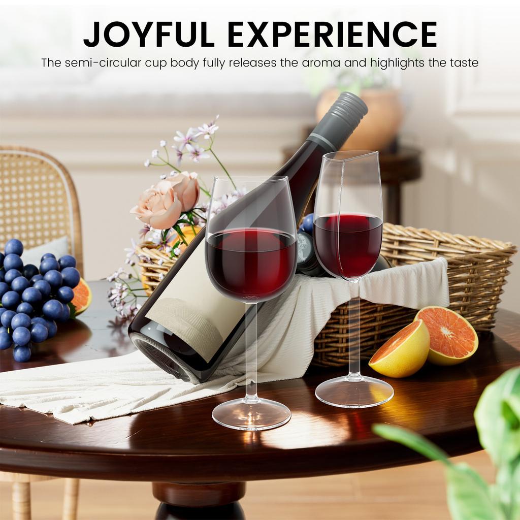 2 Pcs Creative Half Wine Glass Portable Half Round Wine Glass Vintage Tall Wine Glassware Clear Glasses for Birthday Anniversary