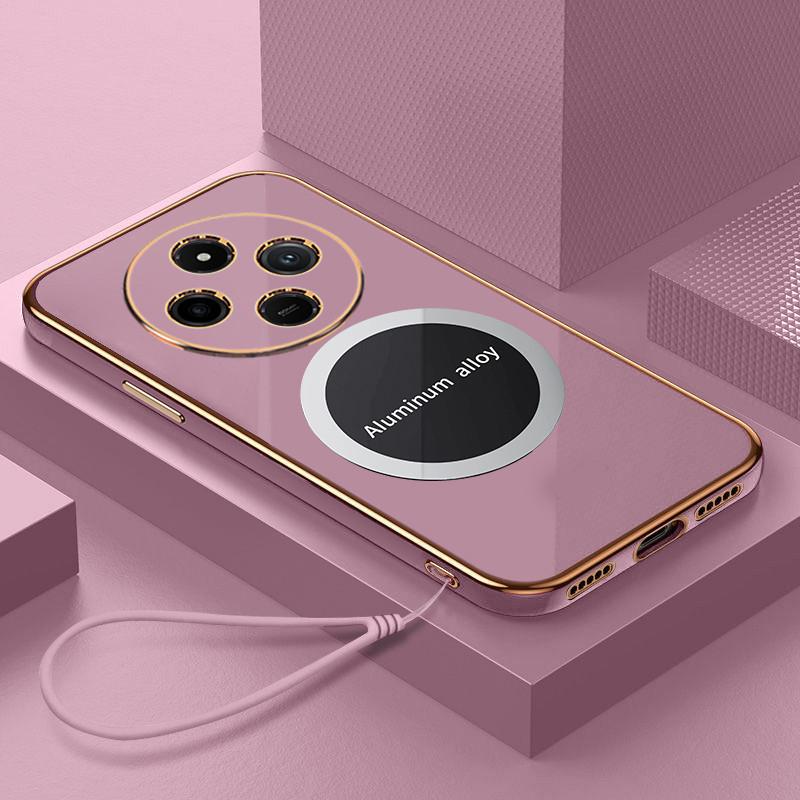 For Xiaomi Redmi 14C Case Redmi A4 A3 Pro Phone Case Luxury Square Plating Magnetic Attraction ShockProof Silicone Back Cover