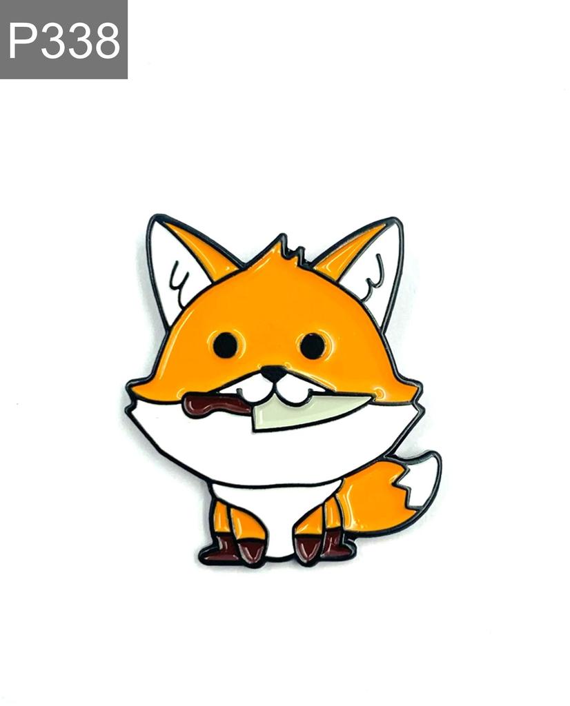 New Enamel Pin Fox Animal with Knife Funny Metal Pin Gift Birthday 1 Piece