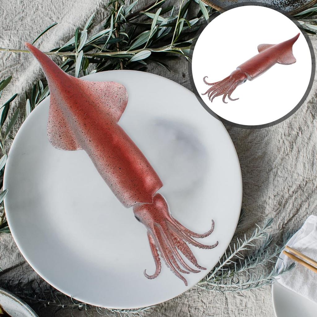 NOLITOY Кальмар Кальмар с кончиком меча для кухни и ресторана Еда Фотография еды Интерьер Игрушечная модель морского существа, ПВХ, Фигурка высокой четкости, Дисплей,