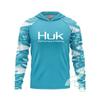 HUK Long Sleeve Hooded Fishing Shirt UPF 50 Lightweight Sun Protection Anglers