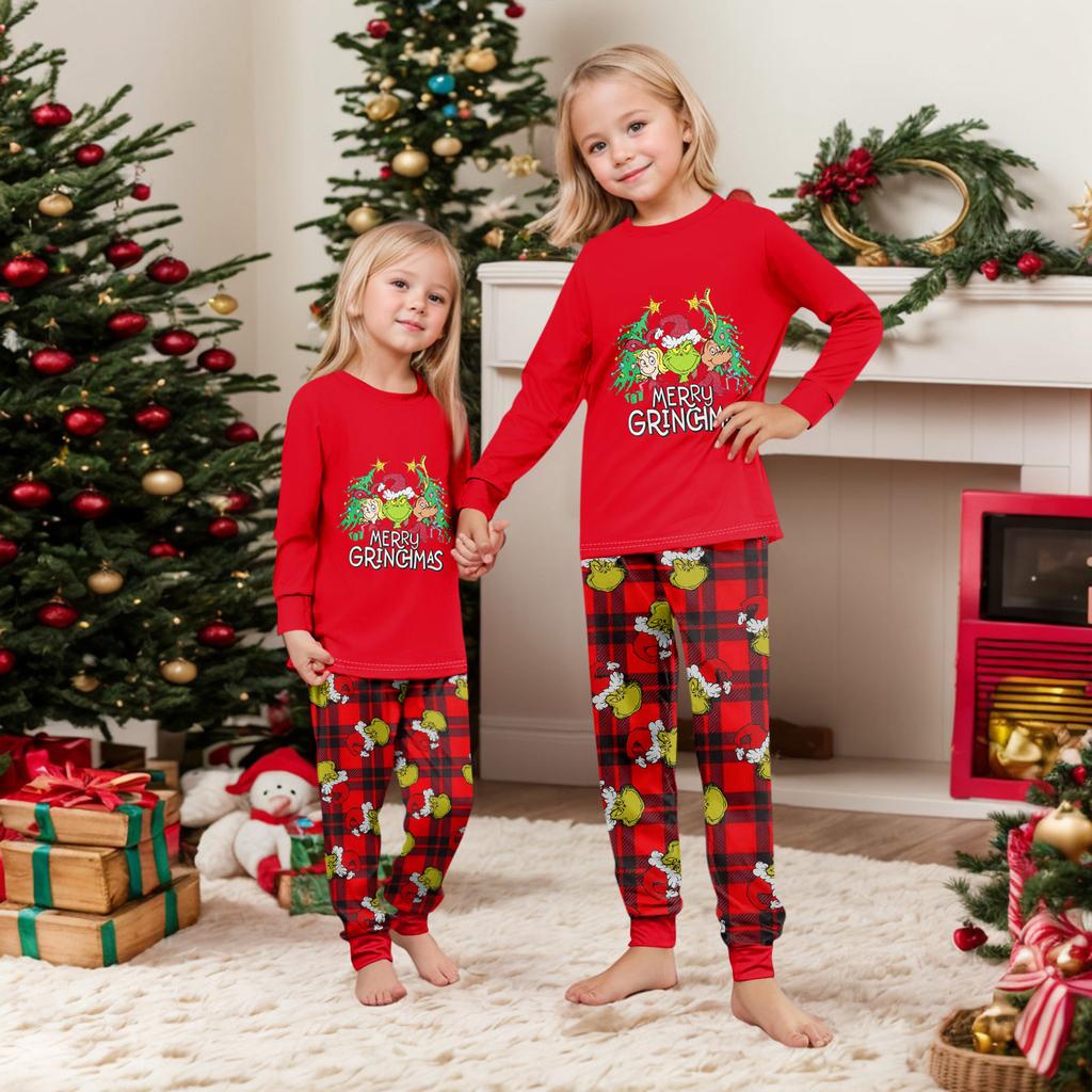 Принт Милый Семейный Комплект Пижамы, Домашняя Одежда, Семейный Комплект Топ с Длинным Рукавом и Брюки