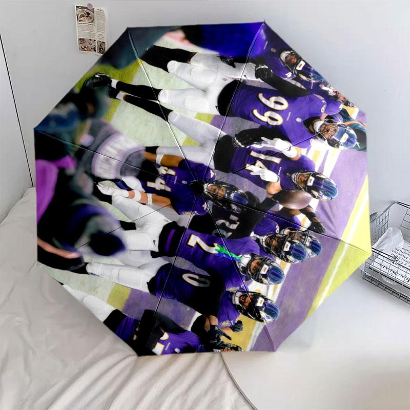 Зонт с рисунком игроков Baltimore Ravens, автоматический складной, портативный и компактный дизайн, 8 спиц, рождественский или день рождения подарок.