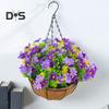 Искусственные подвесные цветы в корзине, искусственные цветы для улицы с корзиной, подвесные искусственные ромашки, искусственные растения с цепью для домашнего сада, патио, декор