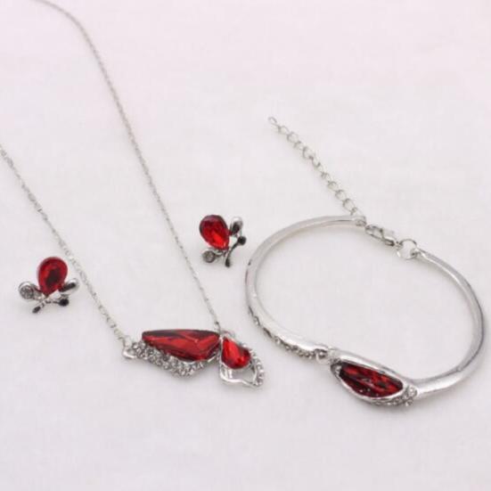 Бабочка горный хрусталь кулон ожерелье серьги-гвоздики браслет свадебный комплект ювелирных изделий