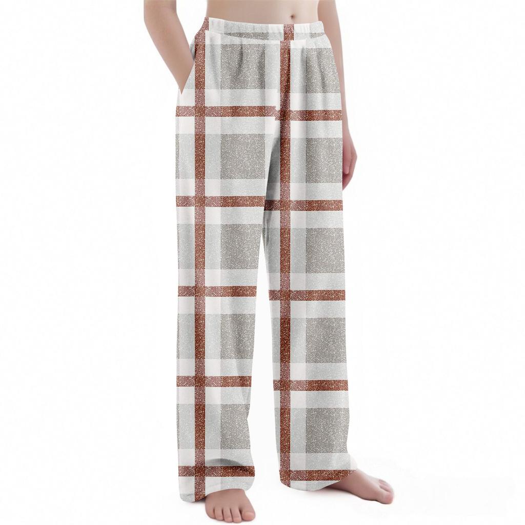 Детские рождественские брюки с клетчатым принтом, плюшевые повседневные брюки