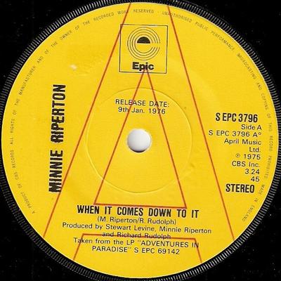 7-дюймовая пластинка MINNIE RIPERTON - When It Comes Down To It SEPC3796PROMO Epic 1976 UK Soul/Funk Б/у