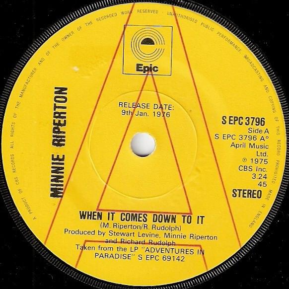 7-дюймовая пластинка MINNIE RIPERTON - When It Comes Down To It SEPC3796PROMO Epic 1976 UK Soul/Funk Б/у